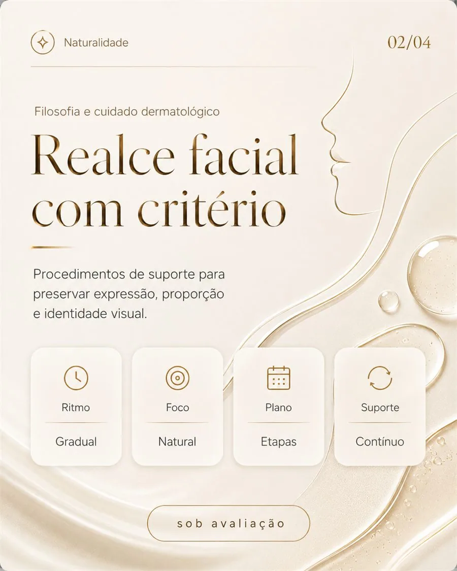 Arte editorial sobre realce facial com critério