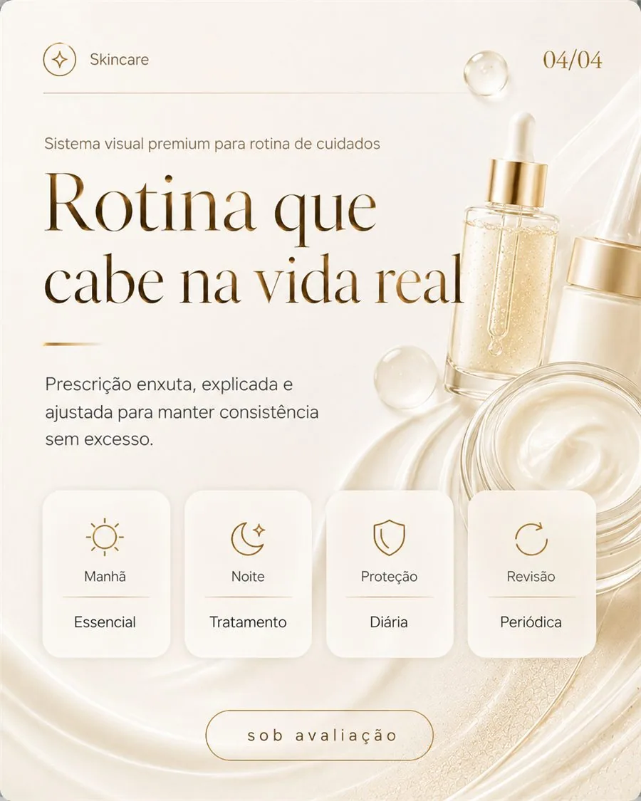 Arte editorial sobre rotina de cuidados e skincare premium